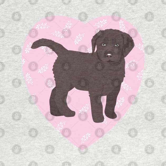 Chocolate Labrador Puppy Love Pink Heart by HotPinkStudio.Me